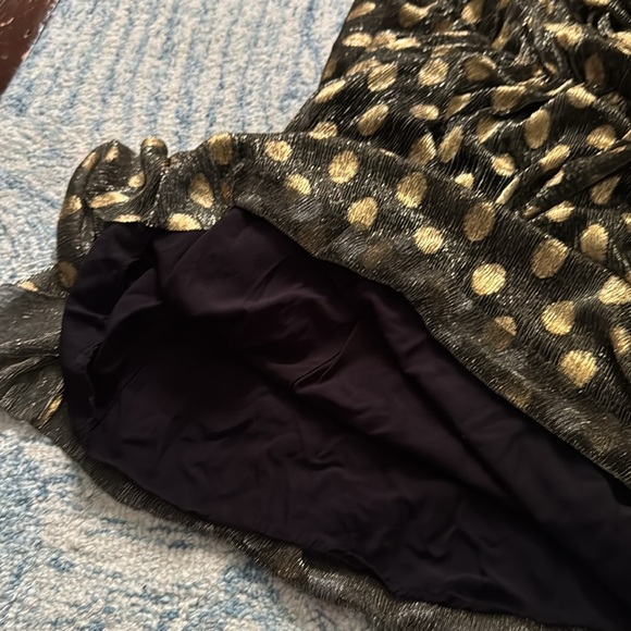 Sunday in Brooklyn, Long, gold black polkadot elastic waist cocktail dress M - Picture 7 of 7